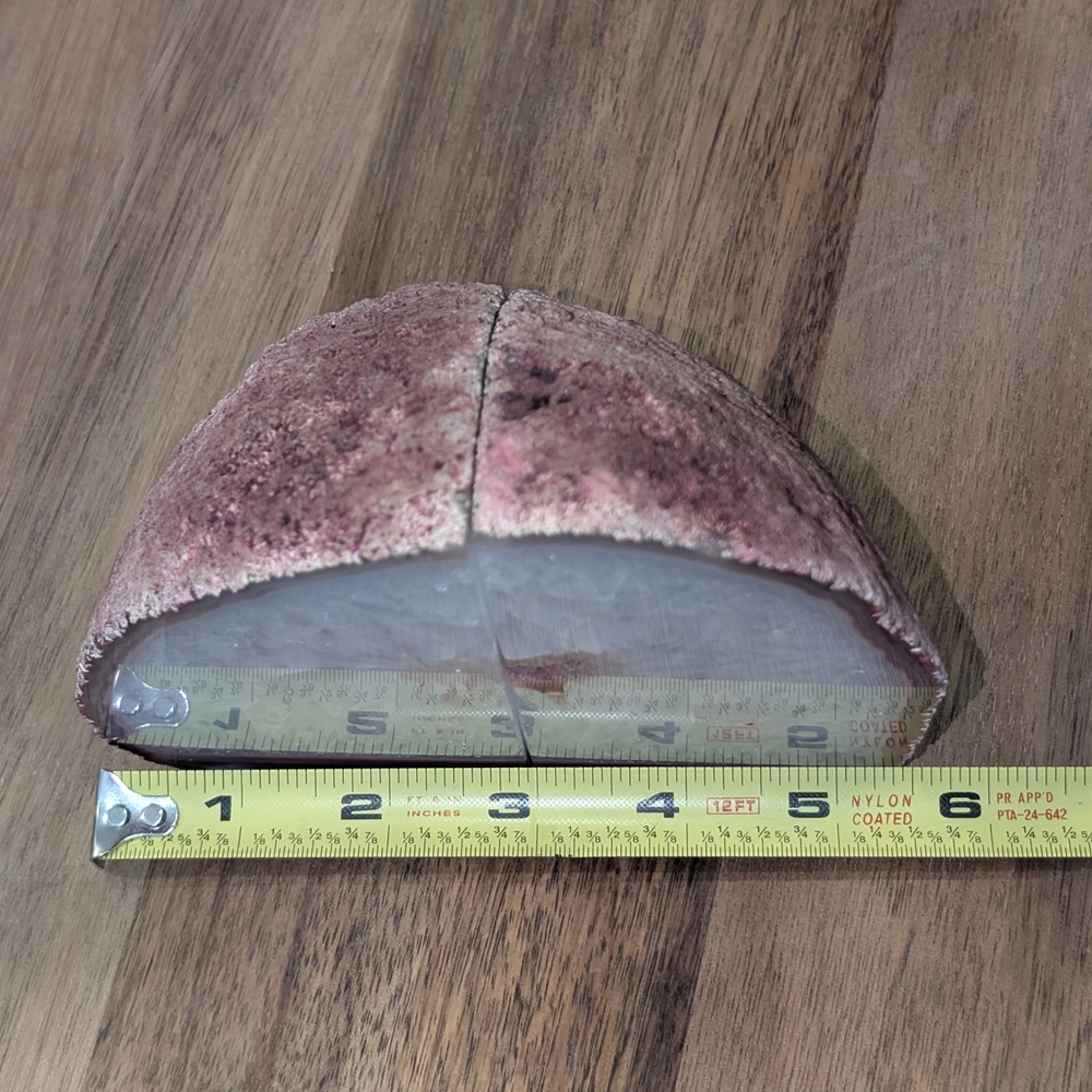 Brazilian Geode Pink White Quartz Agate Polished Bookends Set Dyed Stone Decor - Picture 9 of 11